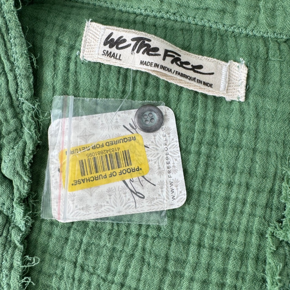 FREE PEOPLE We the Free Women’s Summer Daydream Button Down Green Shirt S NWT - Picture 9 of 12